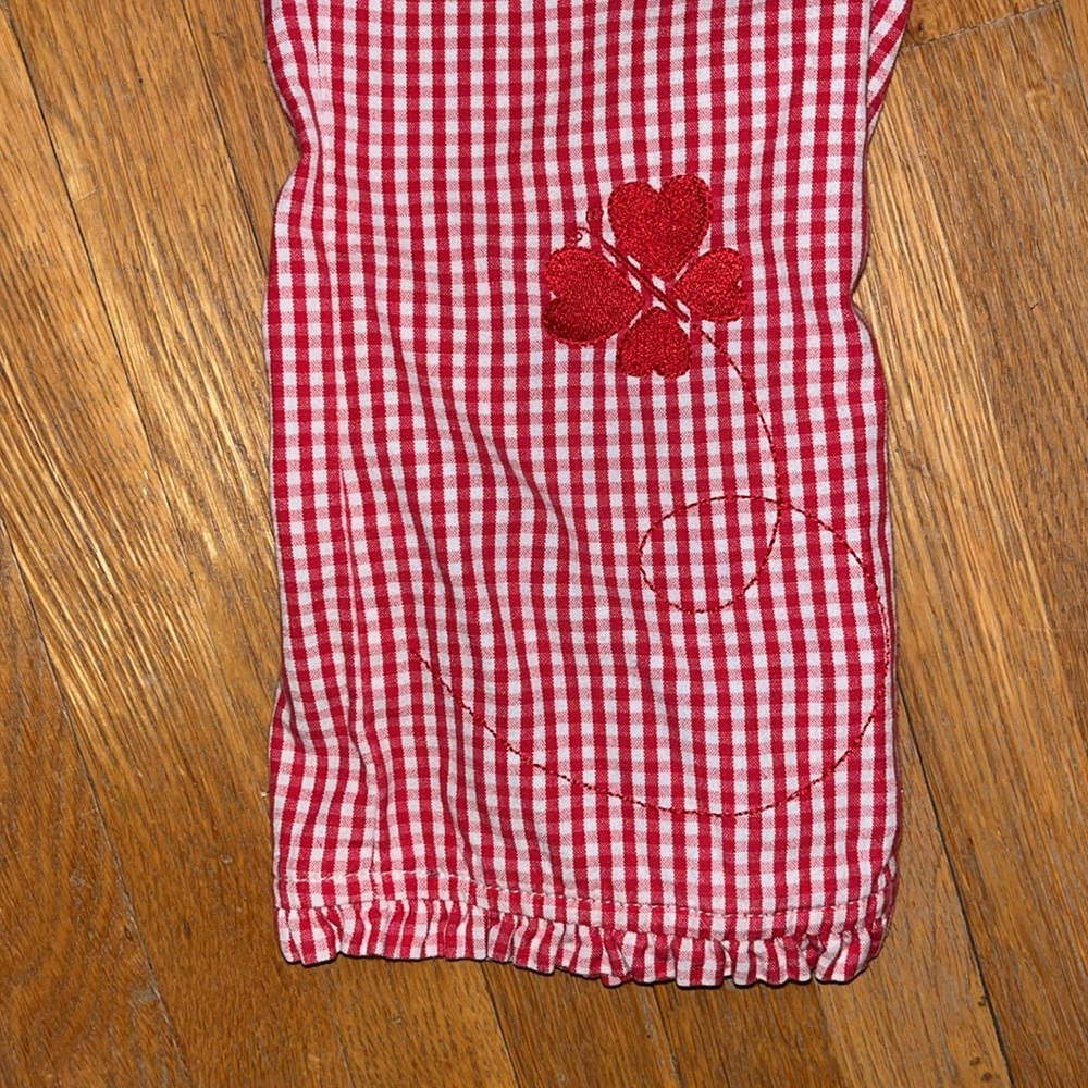 Gymboree Vintage Red Gingham Pants with Floral Detail - Picture 2 of 5